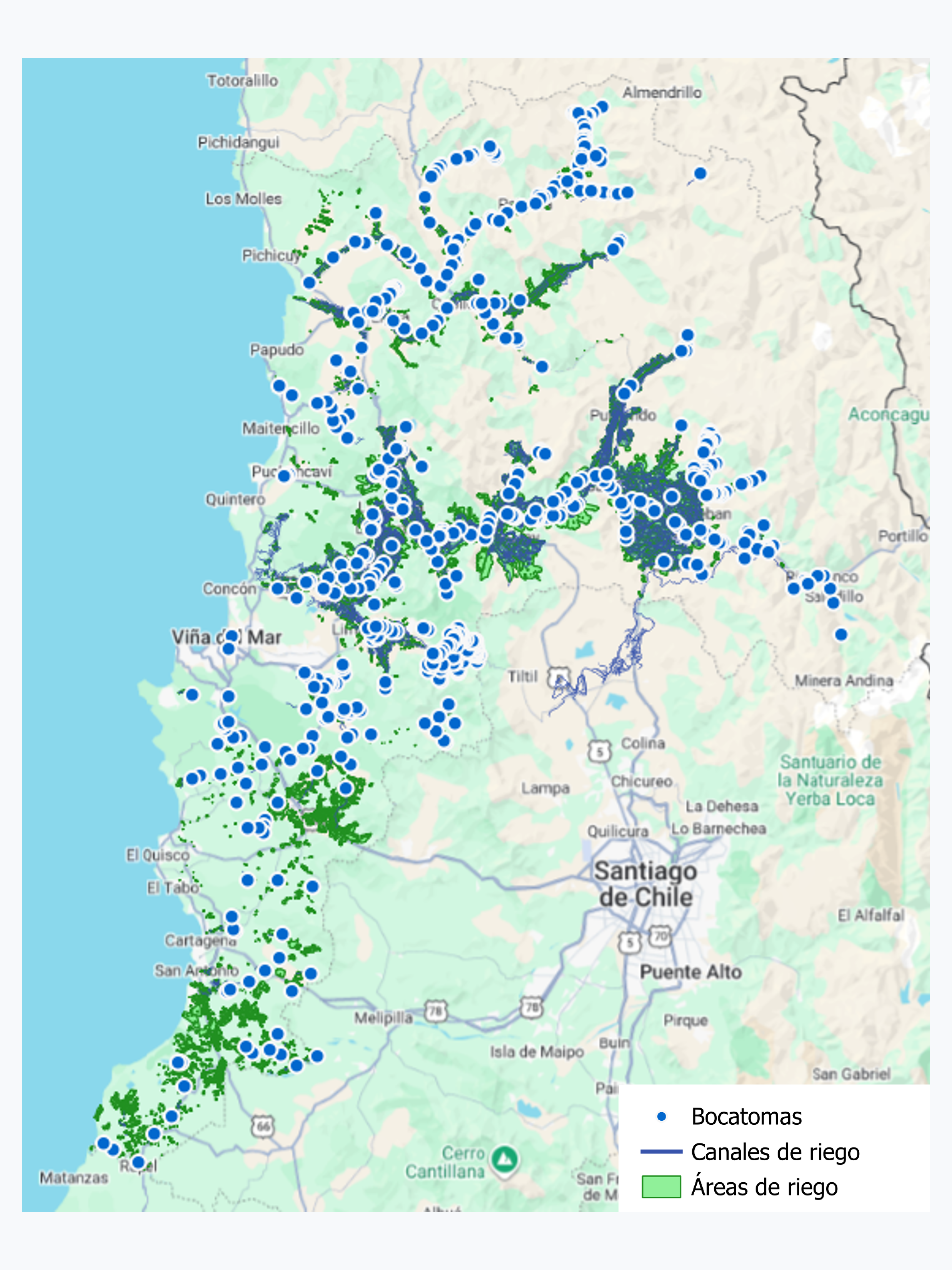Infraestructura de Riego, Región de Valparaíso, año 2023